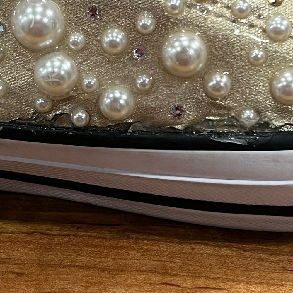 Converse Women's Gold Pearl Studded Sneakers - Picture 5 of 9